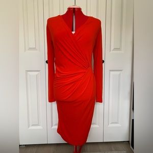 Red InWear bodycon wrap midi dress size S